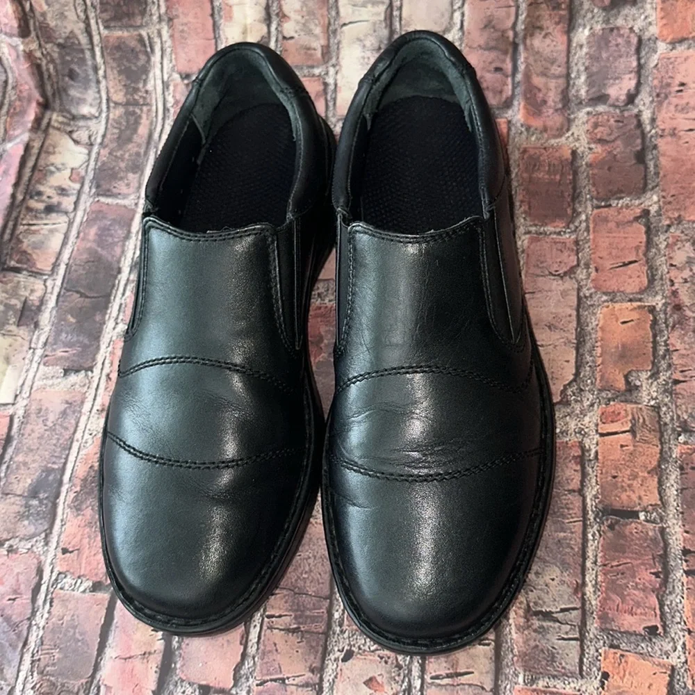 DREW Men's Black Leather Slip-On Shoes, Size 9.5N narrow